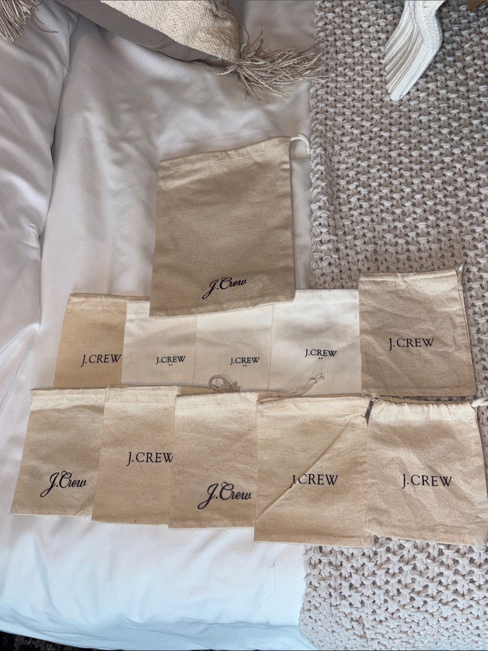 J. Crew Neutral Beige dust bags